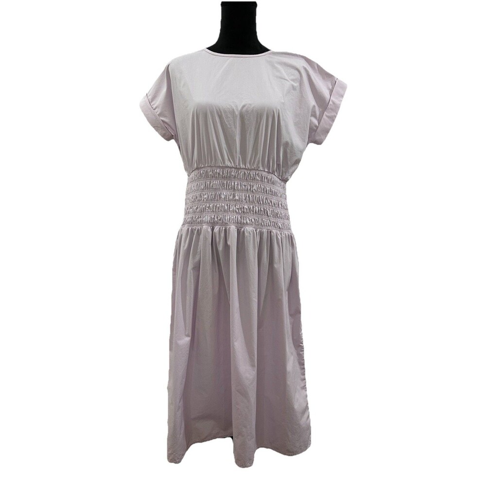 Ann Taylor Womens Size 8  Dress Light Purple Smocked Waist Pullover 100%Cotton